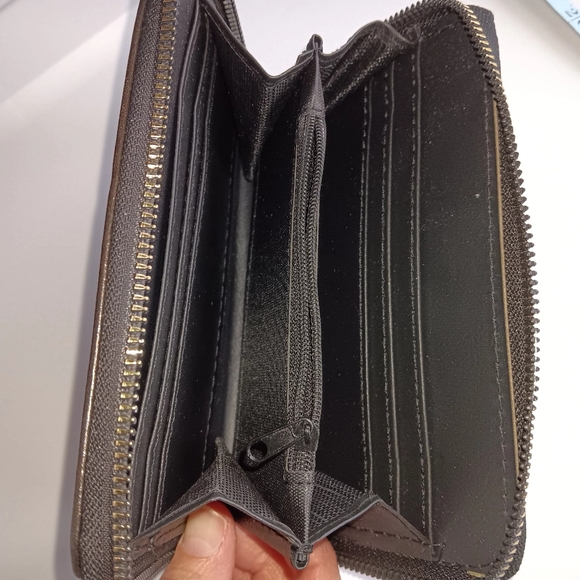 Cat and Moon Themed Zip Around Wallet, Black and White - Picture 3 of 5